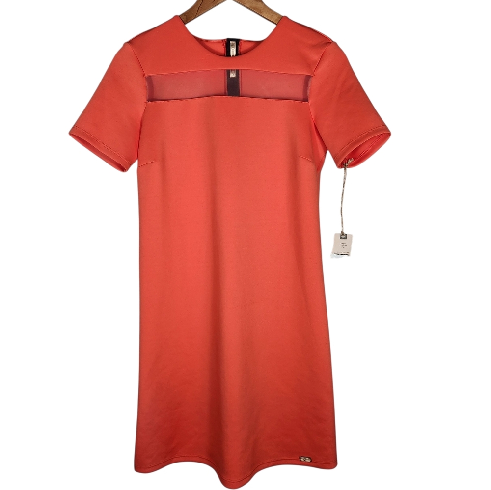 Carmim NWT - Brazilian Brand - Orange Dress Sheer Fabric Band Above Chest Small